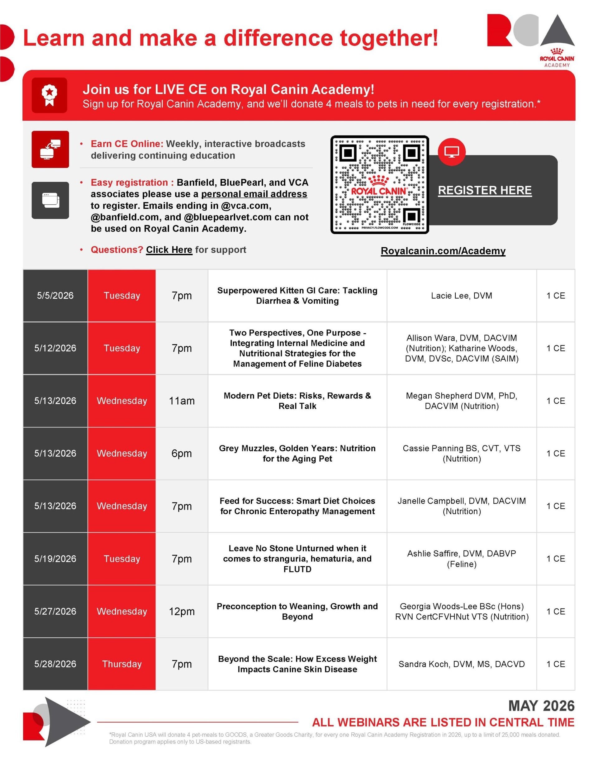 Flyer May 2026 scaled NEW and FREE Online CE with Royal Canin Live! May 2026
